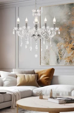 Lampa wisząca Cristallo chromowy 5x40W  E14 transparentny