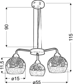 Lampa wisząca Cromina gold 3x60W E27 czarny