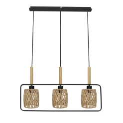 Lampa wisząca Crown czarny 3x40W E27  abażur beżowy