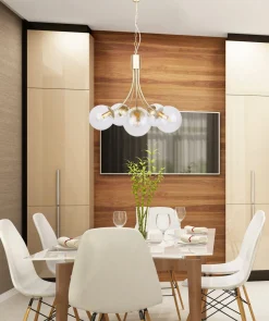 Lampa wisząca Dani mosiądz 5x40W E14  klosz bezbarwny