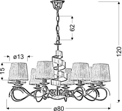 Lampa wisząca Denis 8x40W E14 chrom