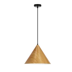Lampa wisząca Dunca 32 czarny 1x40 E27  klosz jasny dębowy