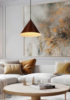 Lampa wisząca Dunca 25 czarny 1x40 E27  klosz ciemny orzechowy