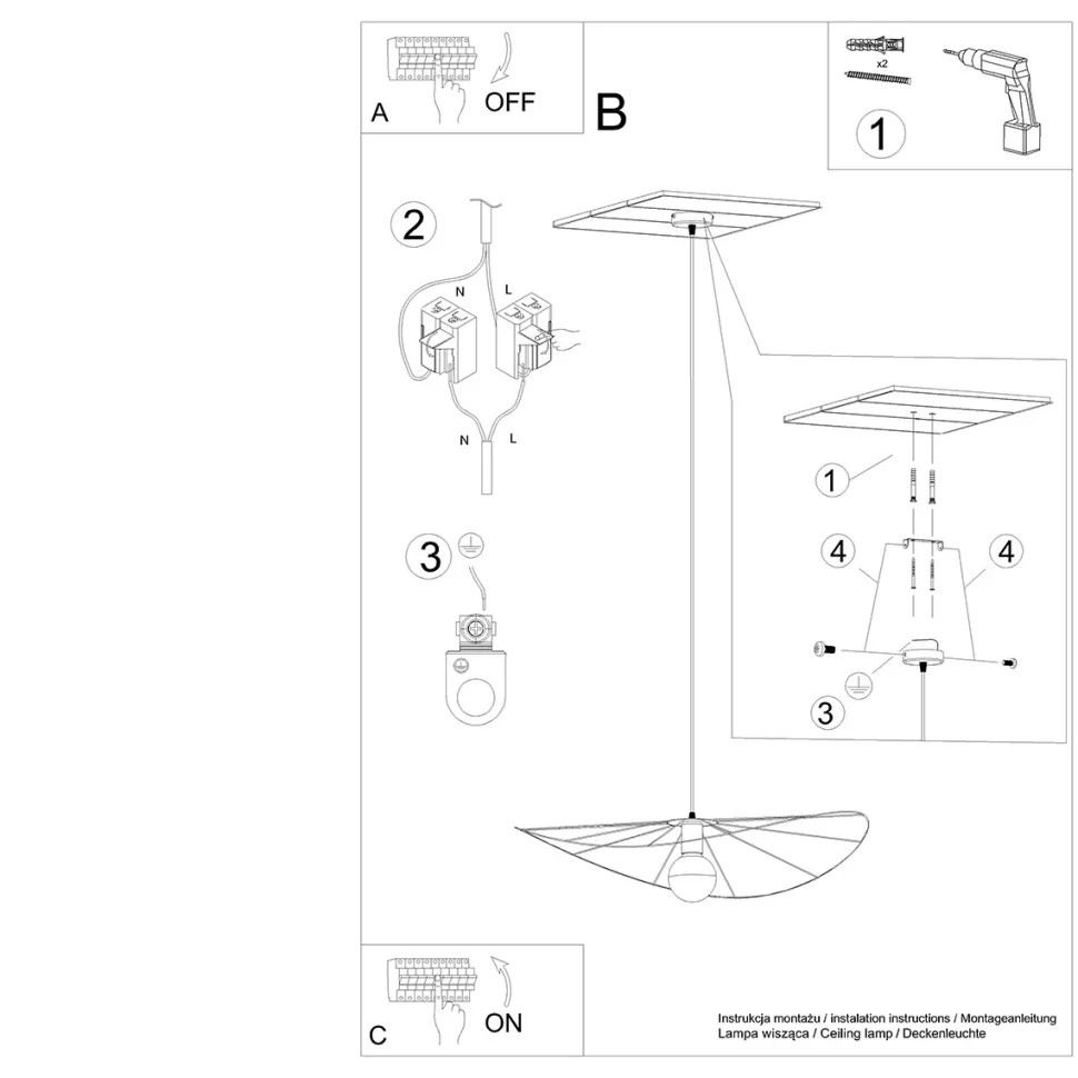 Lampa wisząca ESKOLA 70 czarna
