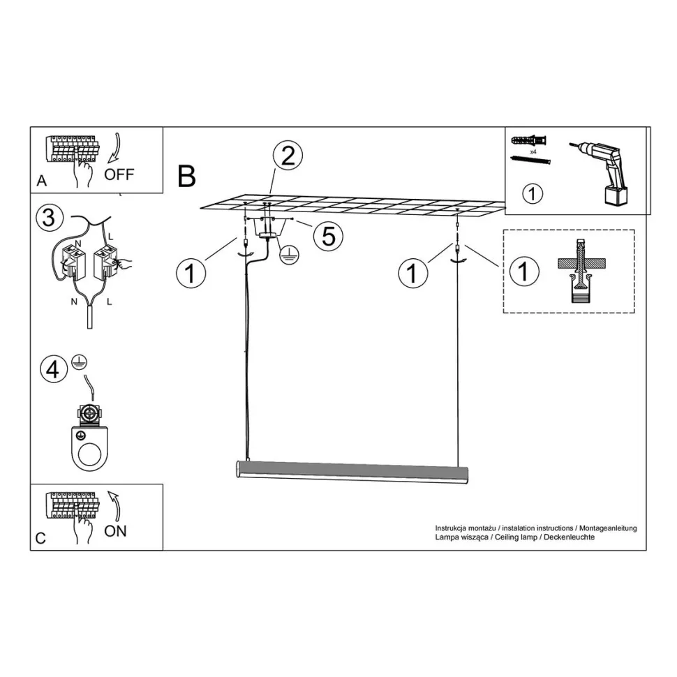 Lampa wisząca FARGE czarna LED 3000K