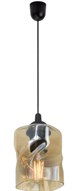 Lampa wisząca Felis czarny 1x60W E27  klosz bursztynowy