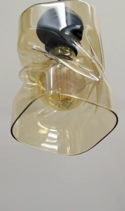 Lampa wisząca Felis czarny 1x60W E27  klosz bursztynowy