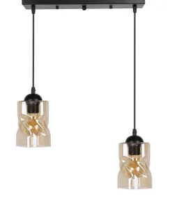 Lampa wisząca Felis czarny 2x60W E27  klosz bursztynowy
