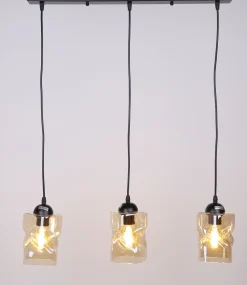 Lampa wisząca Felis czarny 3x60W E27  klosz bursztynowy