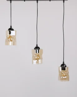 Lampa wisząca Felis czarny 3x60W E27  klosz bursztynowy