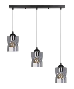 Lampa wisząca Felis czarny 3x60W E27  klosz dymiony