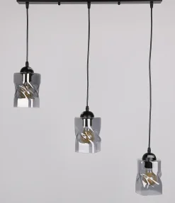 Lampa wisząca Felis czarny 3x60W E27  klosz dymiony