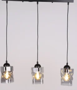 Lampa wisząca Felis czarny 3x60W E27  klosz dymiony