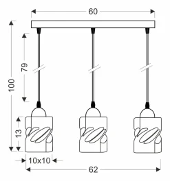 Lampa wisząca Felis czarny 3x60W E27  klosz dymiony