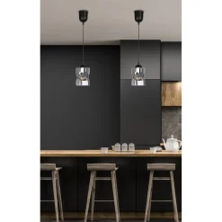 Lampa wisząca Felis czarny 1x60W E27  klosz dymiony