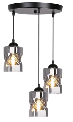 Lampa wisząca Felis talerz czarny 3x60W  E27 klosz dymiony