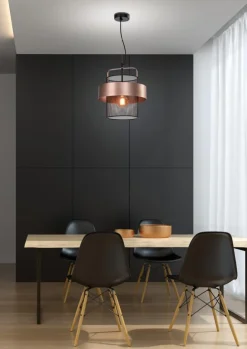 Lampa wisząca Fiba czarny 1x40W E27  klosz miedziano czarny
