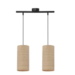Lampa wisząca Fleri czarny 2x60 E27  abażur 12x25 beżowy ratan