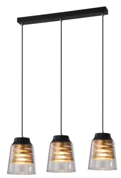 Lampa wisząca Fresno czarny 3x60W E27  klosz bezbarwny