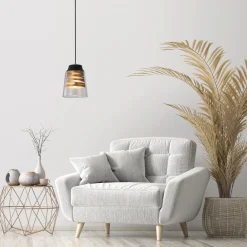 Lampa wisząca Fresno czarny 1x60W E27  klosz bezbarwny