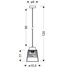 Lampa wisząca Fresno czarny 1x60W E27  klosz bezbarwny