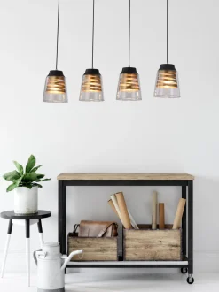 Lampa wisząca Fresno czarny 4x60W E27  klosz bezbarwny