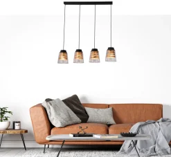 Lampa wisząca Fresno czarny 4x60W E27  klosz bezbarwny