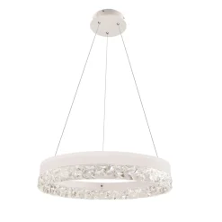 Lampa wisząca FROZI biały 32W LED 3000K  kryształki bezbarwne