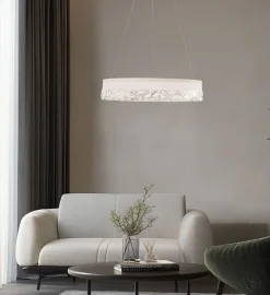 Lampa wisząca FROZI biały 32W LED 3000K  kryształki bezbarwne