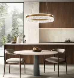 Lampa wisząca FROZI złoty 32W 3000K LED  kryształki bezbarwne