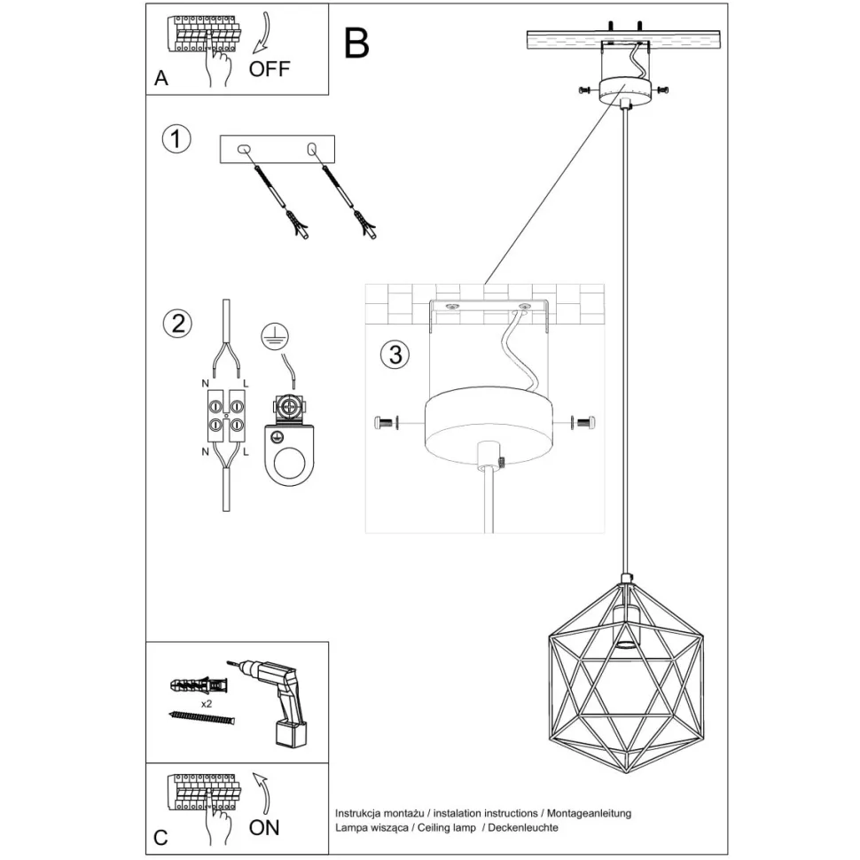 Lampa wisząca GASPARE czarna