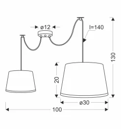 Lampa wisząca Gillo czarny 2x40W E27  abażur czarny