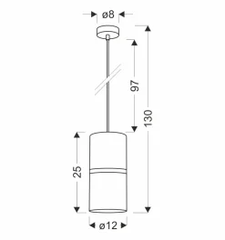 Lampa wisząca Gina czarny 1x60 E27  abażur 12x25 czarny złota folia+złoty pasek