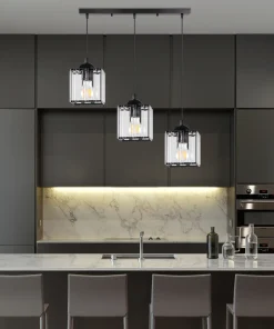 Lampa wisząca Glassia czarny 3x40 E27  klosz czarny+kryształy bezbarwne