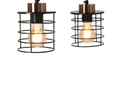 Lampa wisząca Glob czarny+złoty 2x40W  E27 klosz czarny