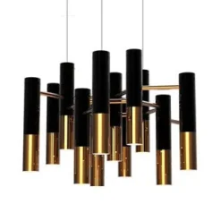 Lampa wisząca GOLDEN PIPE-13 czarno złota 60 cm