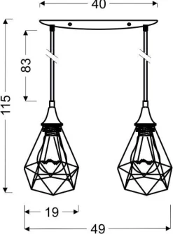 Lampa wisząca Graf 2x60W E27 czarny