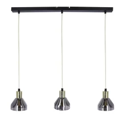 Lampa wisząca Gregory czarny brąz 3x40W  E14 klosz dymiony