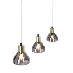 Lampa wisząca Gregory czarny brąz 3x40W  E14 klosz dymiony