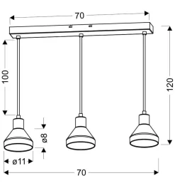 Lampa wisząca Gregory czarny brąz 3x40W  E14 klosz dymiony