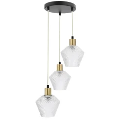 Lampa wisząca Greniko talerz czarny  3x40W E14 klosz bezbarwny