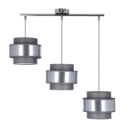 Lampa wisząca Hare chromowy 3x60W E27  abażur szary+srebrny
