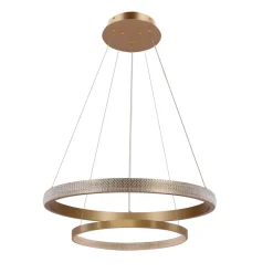 Lampa wisząca Hashim 60+40cm złoty  22W+34W LED kryształki bezbarwne