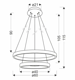 Lampa wisząca Hashim 60+40cm złoty  22W+34W LED kryształki bezbarwne