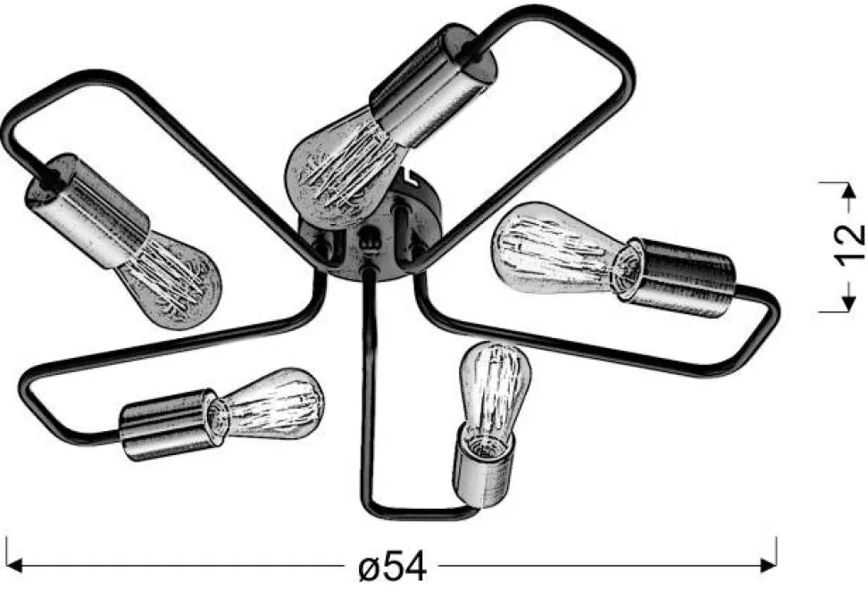 Lampa wisząca Herpe 5x60W E27 czarny