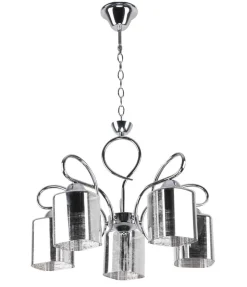 Lampa wisząca Italo chromowy 5x40W E27  klosz srebrny