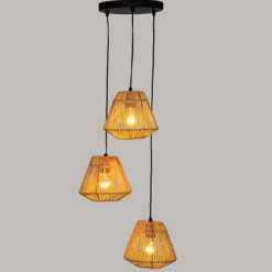 Lampa wisząca Jily rattanowa potrójna naturalna