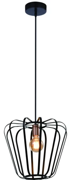 Lampa wisząca Jonas miedziany 1x40W E27  klosz czarny