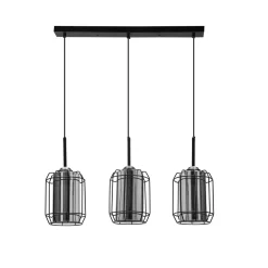Lampa wisząca Jonera czarny 3x40W E27  klosz dymiony