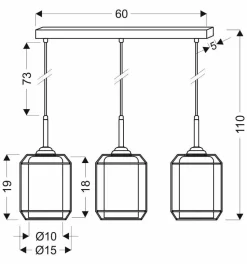 Lampa wisząca Jonera czarny 3x40W E27  klosz dymiony